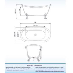 Heavy Duty Acrylic Clawfoot Bath Tub in Black