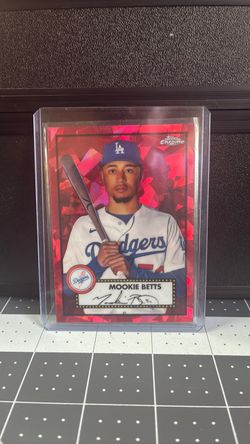2021 topps chrome platinum anniversary, Mookie Betts red atomic refractor