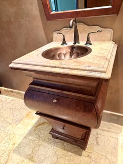 bombe-style sink vanity made by Kerns Wilcheck (Tennessee).