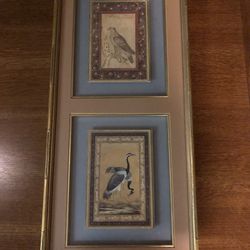 Vintage Pair of Ustad Mansur Custom Framed Aviary Prints
