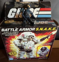 1983 G.I. Joe Cobra S.N.A.K.E. Battle Armor & 1982 Vintage G.I. Joe Cobra Officer action figure.