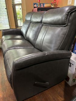Dark Grey Recliner Leather Sofa