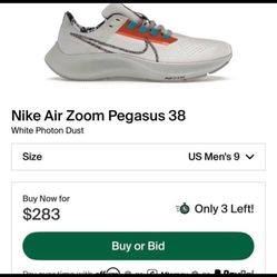 Nike Air Zoom Pegasus 38 White Photon Dust Size 9