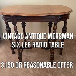 Vintage Antique Mersman Six Leg Radio Table