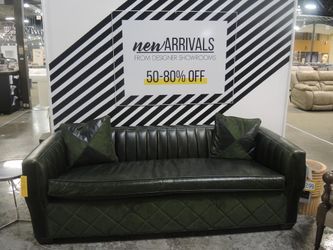 Old Hickory Tannery Emerald Green Leather Sofa