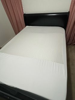 Black Sleigh Bed with Mattress & Box Spring