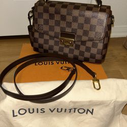 LOUIS VUITTON Croisette Damier Ebene Crossbody Bag Brown