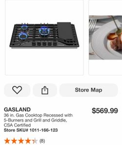 GASLAND 36 in. Gas Cooktop Recessed with 5-Burners and Grill and Griddle, CSA Certified