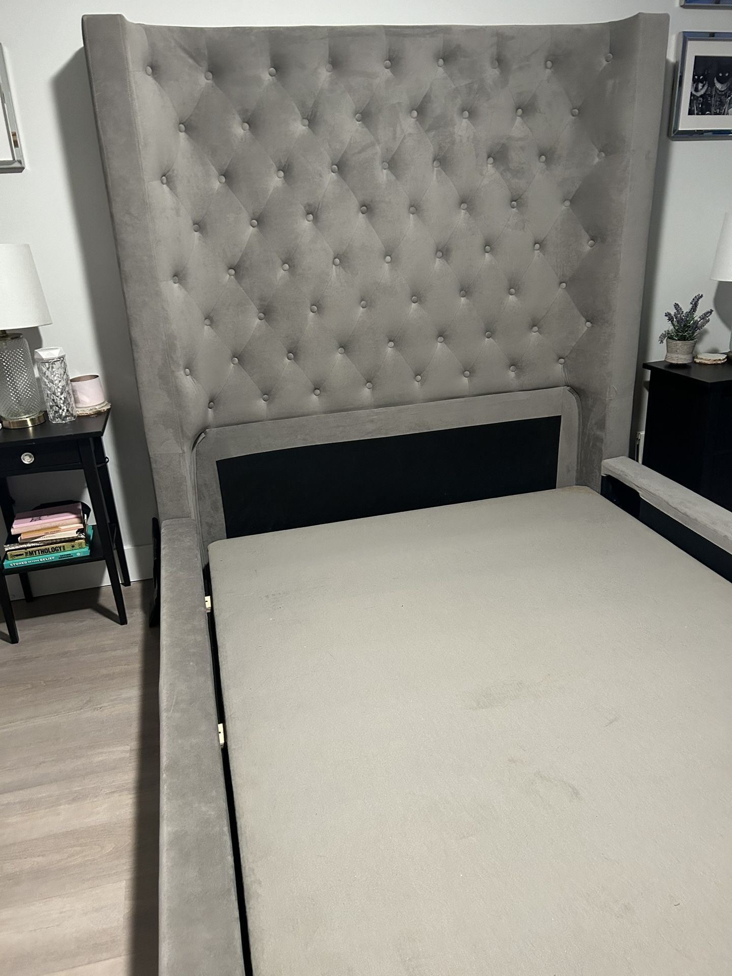 Queen Upholstered Bed Frame - Gray