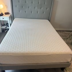 Full Size Gray Bed Frame + Memory Foam Mattress – $200