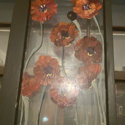 Red Marigold Glass/Wood Hanging