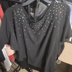 Black Bloomchic Sparkle Top In Size 10