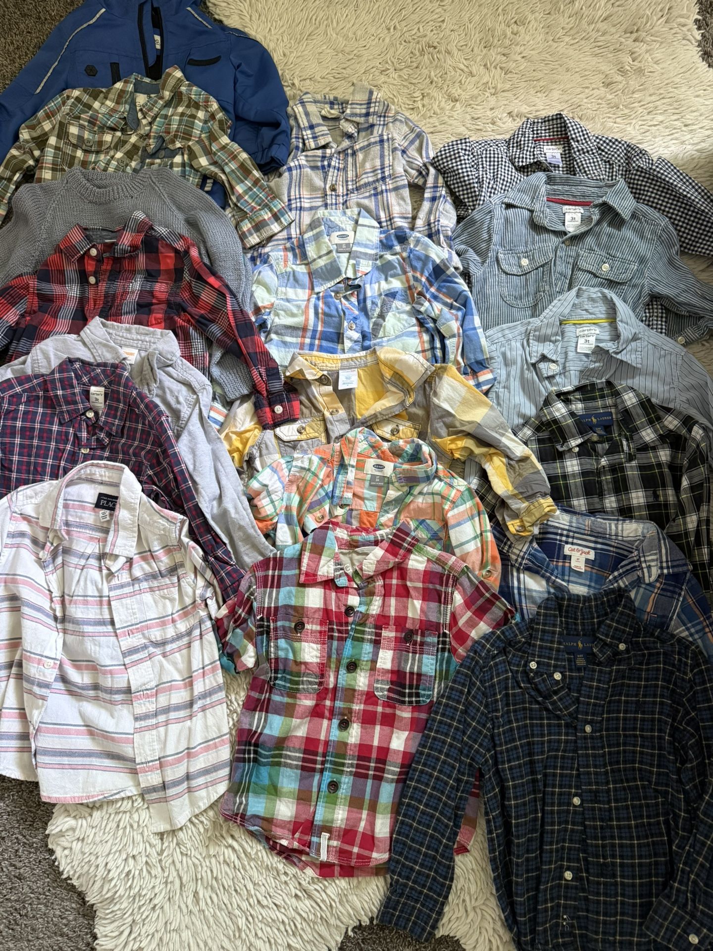 Boys 3T Lot Button Up Dress shirts tops Sweater Jacket