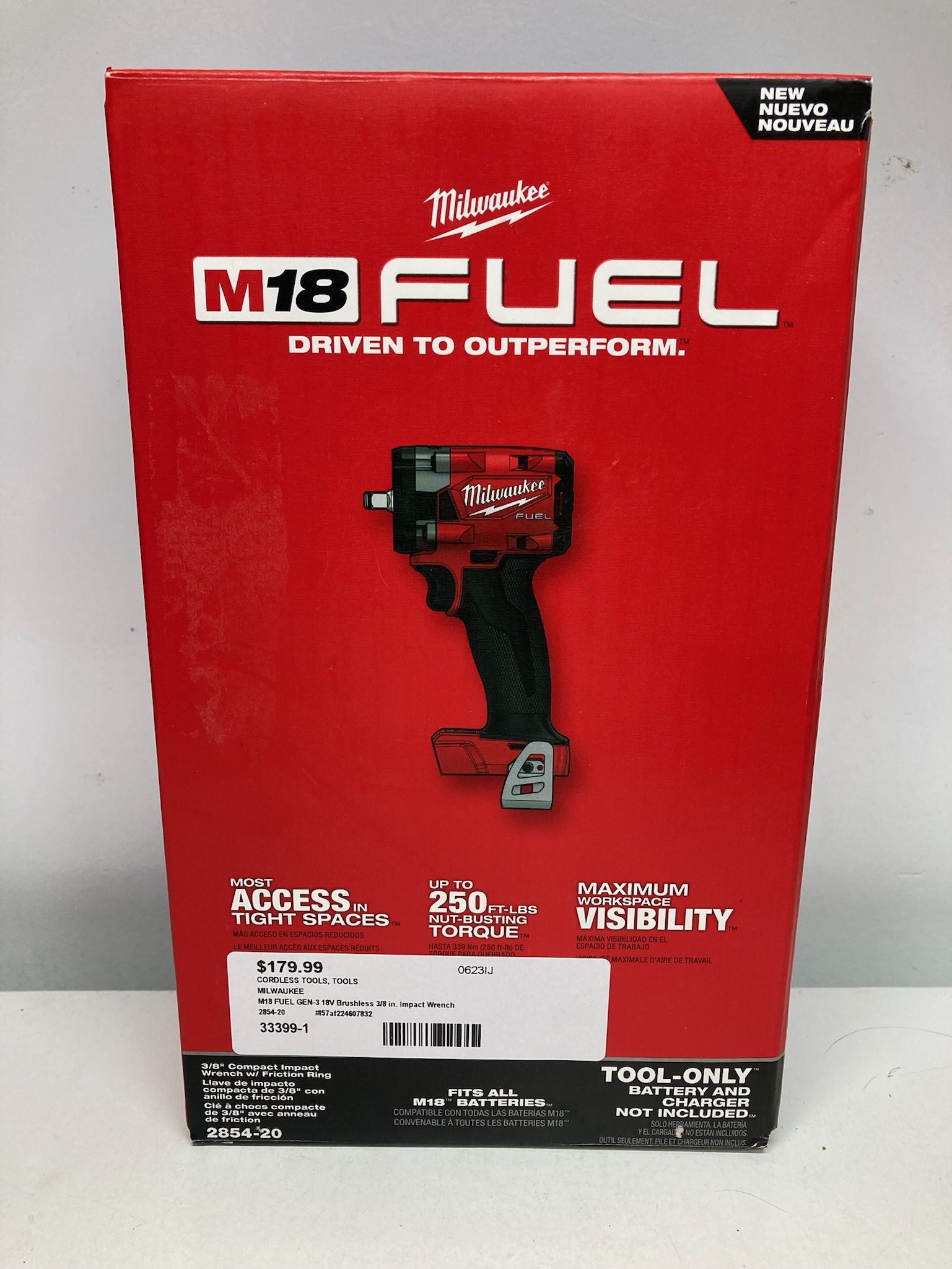 MILWAUKEE 2854-20 M18 FUEL GEN-3 18V Brushless 3/8” Impact Wrench