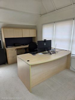 Complete Cherryman Executive Office Suite - Desk x2 , File Cabinets, Storage, Wardrobes & Chairs