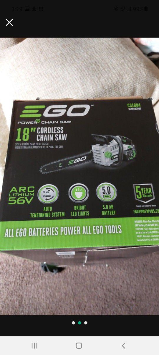 POWER+ 56-volt 18-in Brushless Cordless Electric Chainsaw 5 Ah (Battery and Charger Included)

