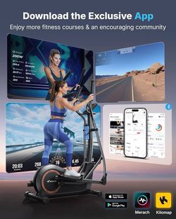 Elliptical Machine, Elliptical Exercise Machine for Home with Hyper-Quiet Magnetic Drive System, Elliptical Training Machines with16.5-19IN Stride, Au