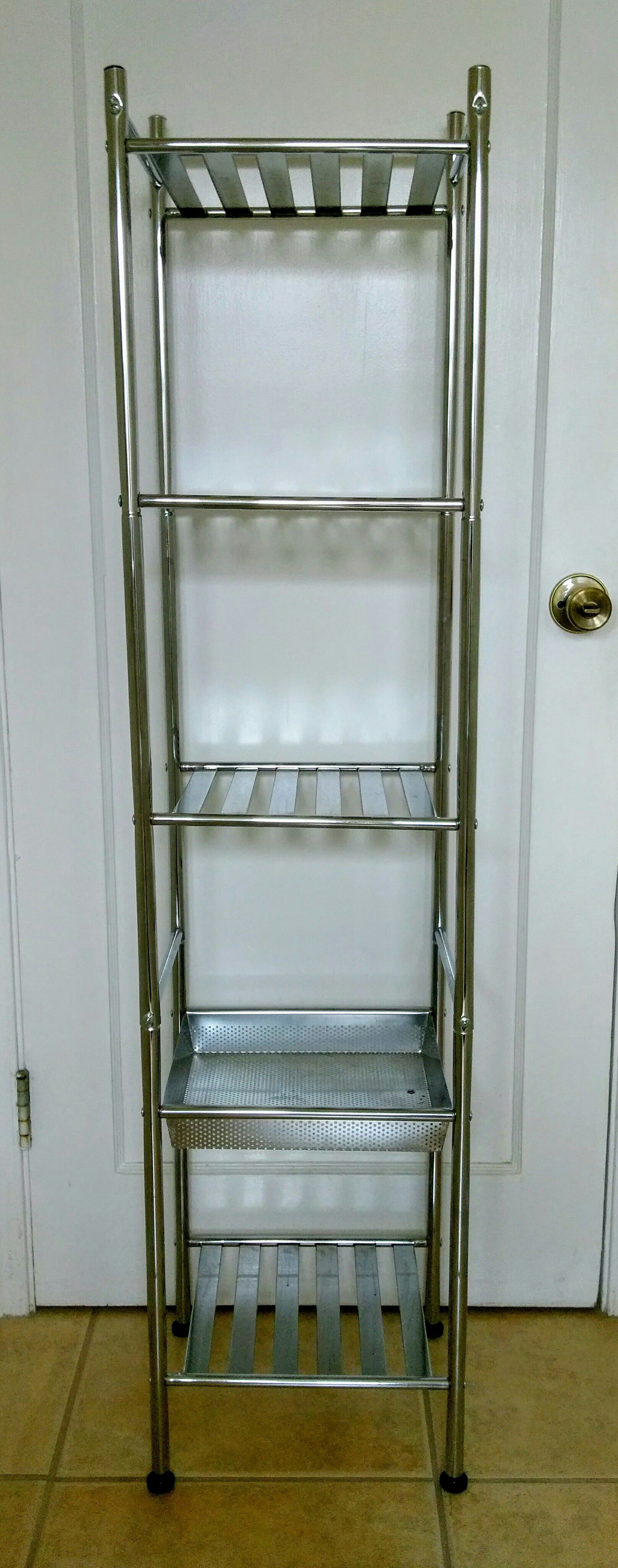 5-shelf bathroom kitchen storage chrome tower rack