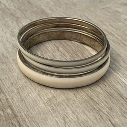 White/Ivory Bangle Bracelet Set