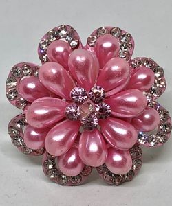 Fashion ring with pink faux pearls and rhinestones