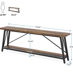 LITTLE TREE 70.9 Inch Long Entryway Console Table, Industrial Behind Sofa Couch Table for Living Room