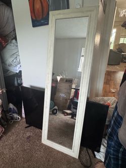 White distressed full length mirror