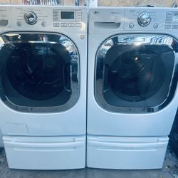 LG.  WASHER AND GAS DRYER 