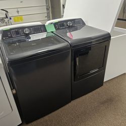 Brand New GE Profile Diamond Gray Top Load Washer And Dryer Set 