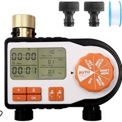 Water Sprinkler Timer, Garden Watering Timer 2 Outlet, Garden Hose Faucet Timer for Lawn, Lawn Sprinkler Water Hose Timer Dual, Auto Manual Rain Delay