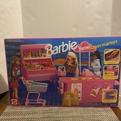 Vintage 1990s Mattel Barbie Supermarket Grocery Store Checkout Cart 7573  100% complete great condition