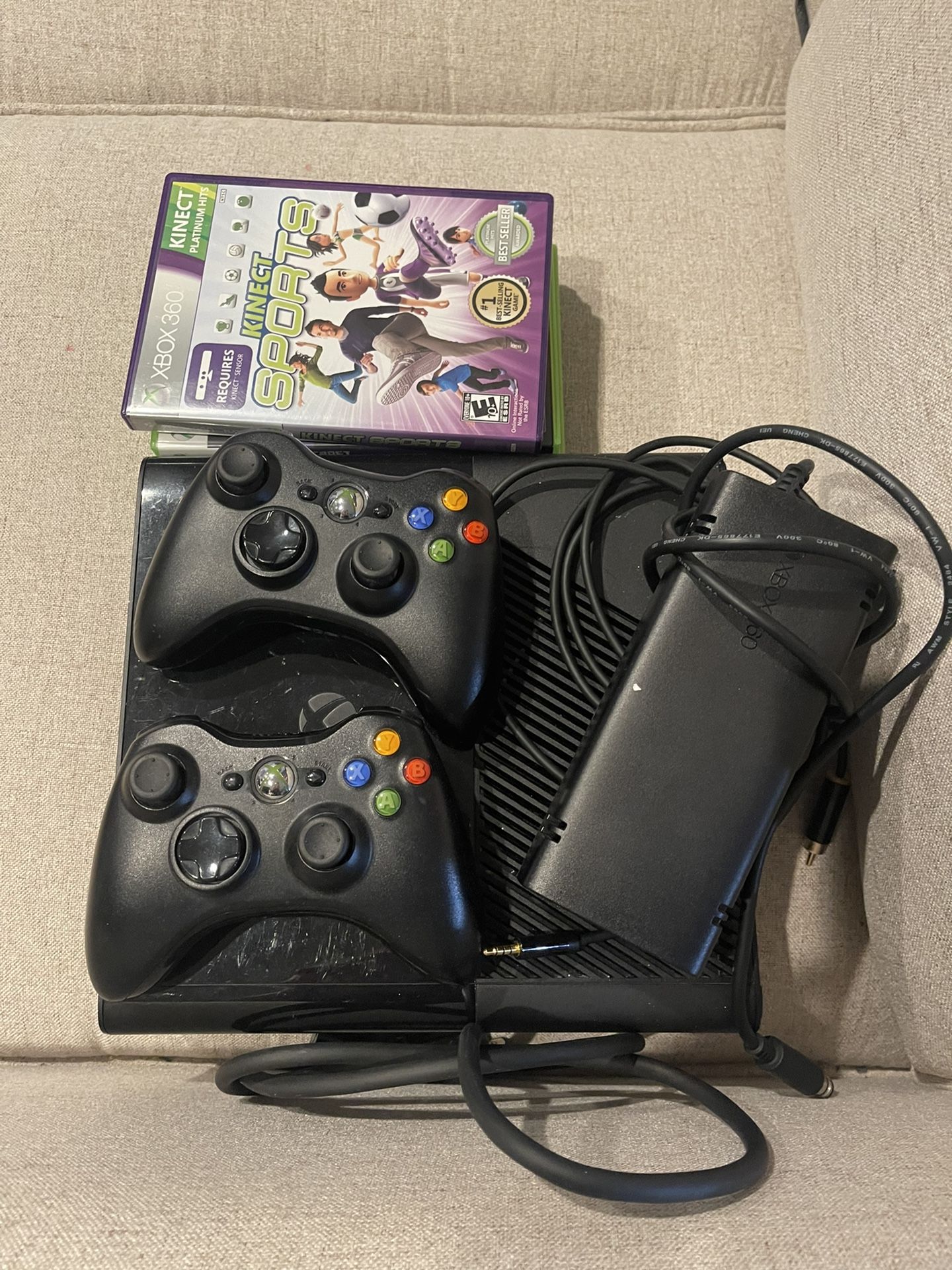 Xbox 360 With 2 Controllers And The Games