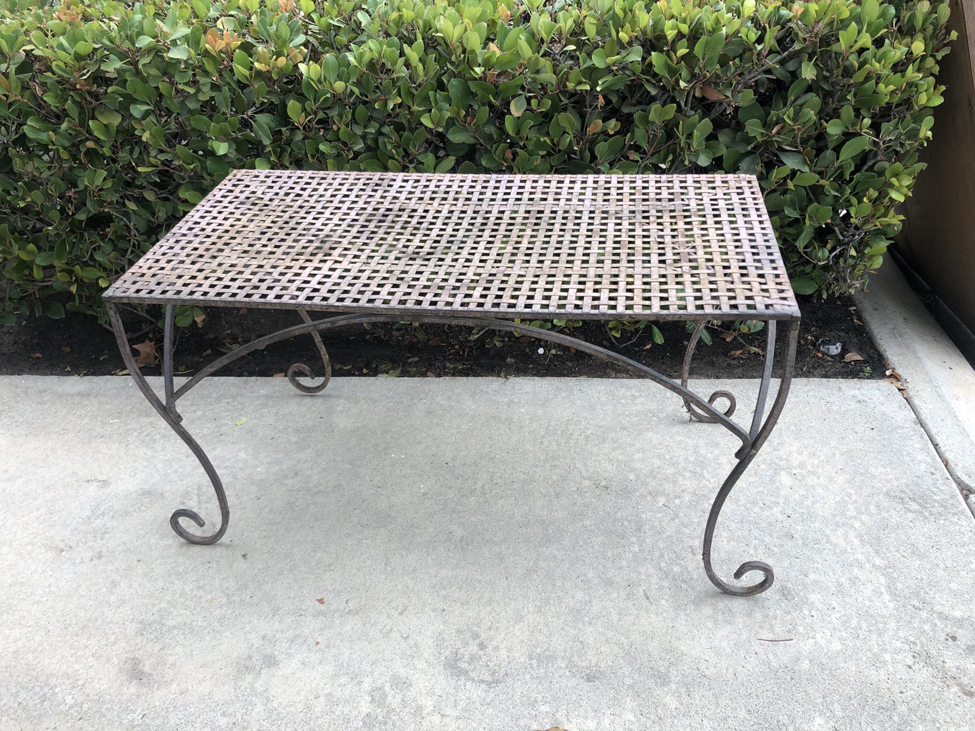 Vintage Rustic Woven Metal Table Great for Vintage Garden