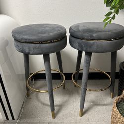 Two Gray Velvet Stools! $50 For Both Pick Up Only 