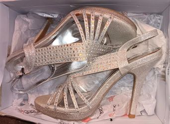 Studded Bridal Heels (Size 8)
