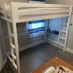 Twin Loft Bed - White Painted Metal 