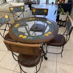 Hand Carved Table and 5  Chairs