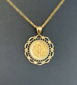 14k solid yellow gold O Mary bezel Pendant charm