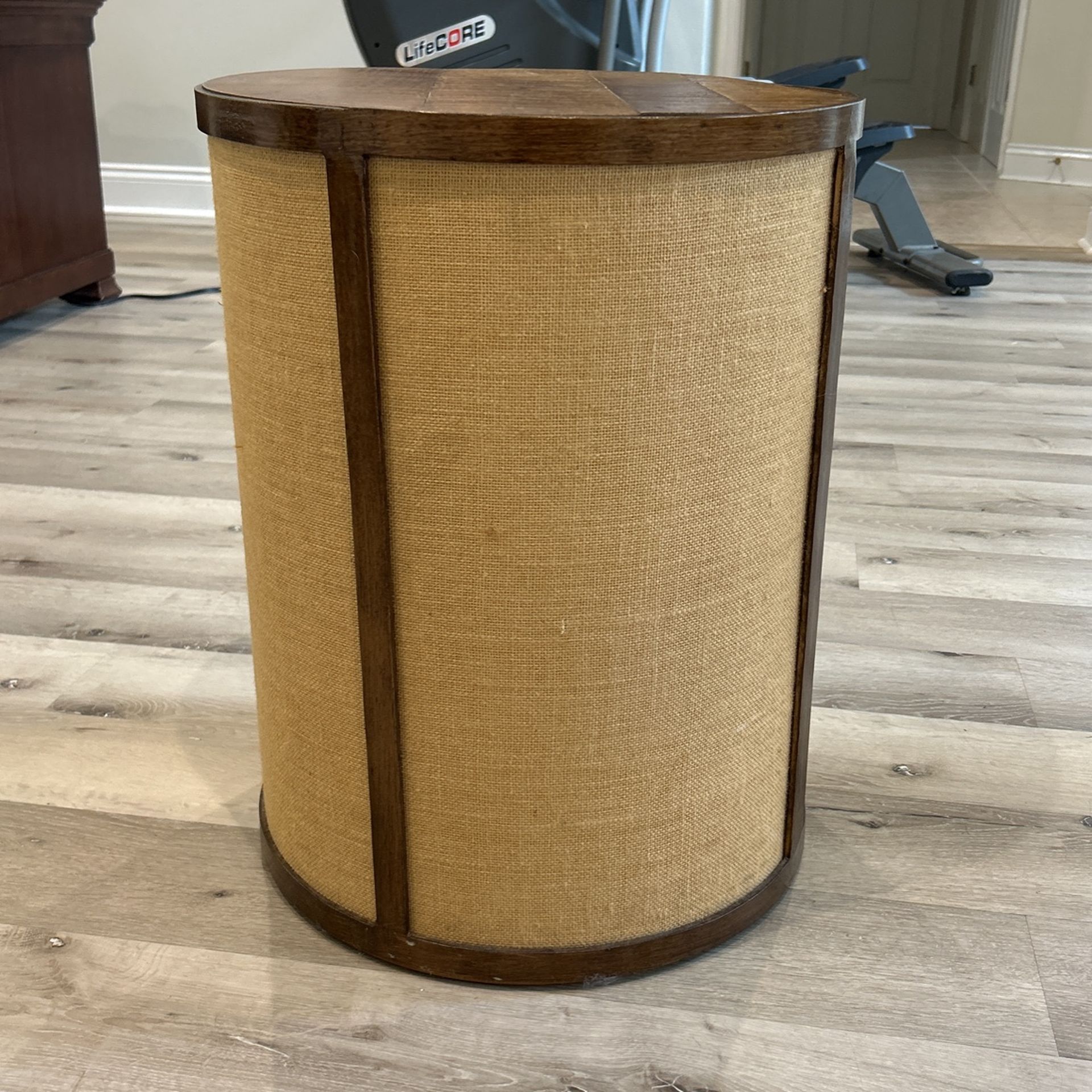 End Table Drum - Wooden Table Top And Trim
