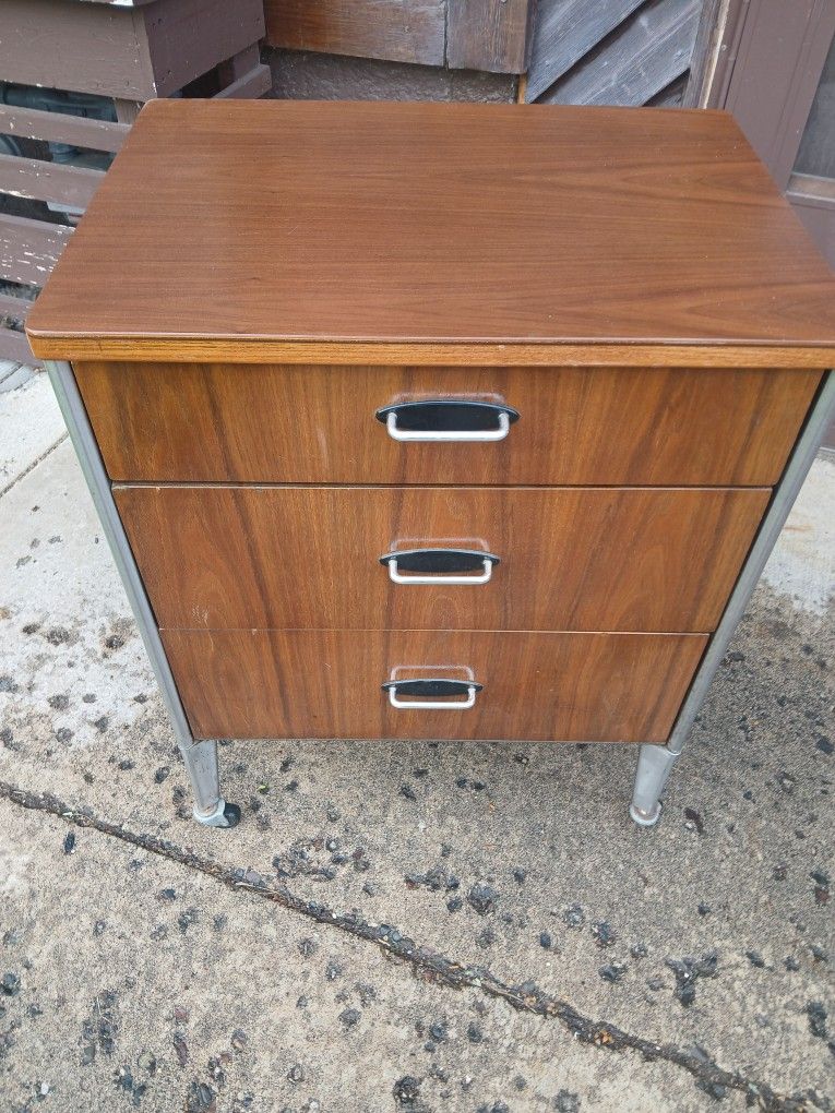 Mid Century Three Drawers Chest Cart