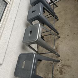 Silver Metal Bar Stool 