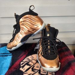 Nike Little Posite One Copper Black Metallic Shoes Size 7Y