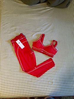 Red sports bra legging set