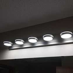 35.43 in. 5-Light Nickel LED Bathroom Vanity Light with Dimmable 5500K Light