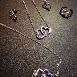 Silver Heart Jewelry Set 