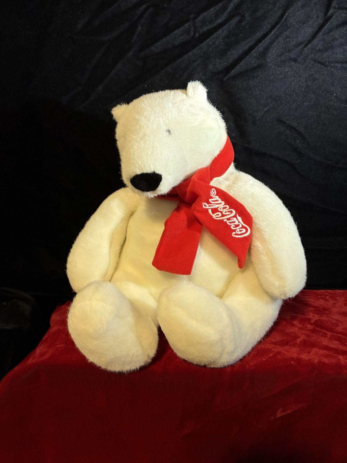Collectible Coca Cola Polar Bear Plush With Red scarf 