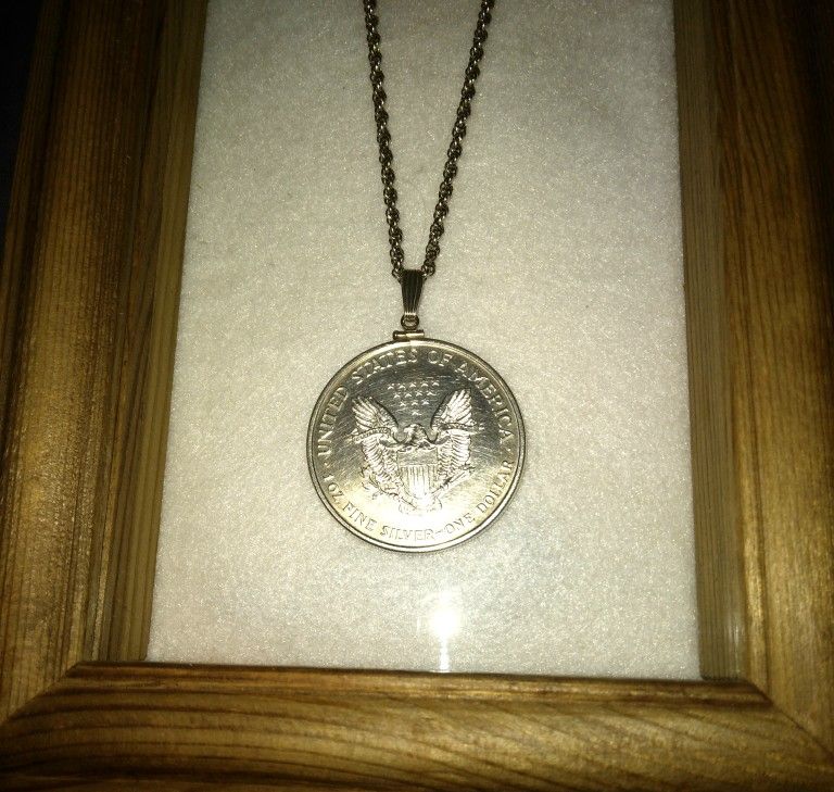1999 Vintage Walking Liberty Coin, Pendent and Chain