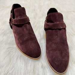 BP Plum Leather Upper Slip On flat Bootie Shoes size 7.5