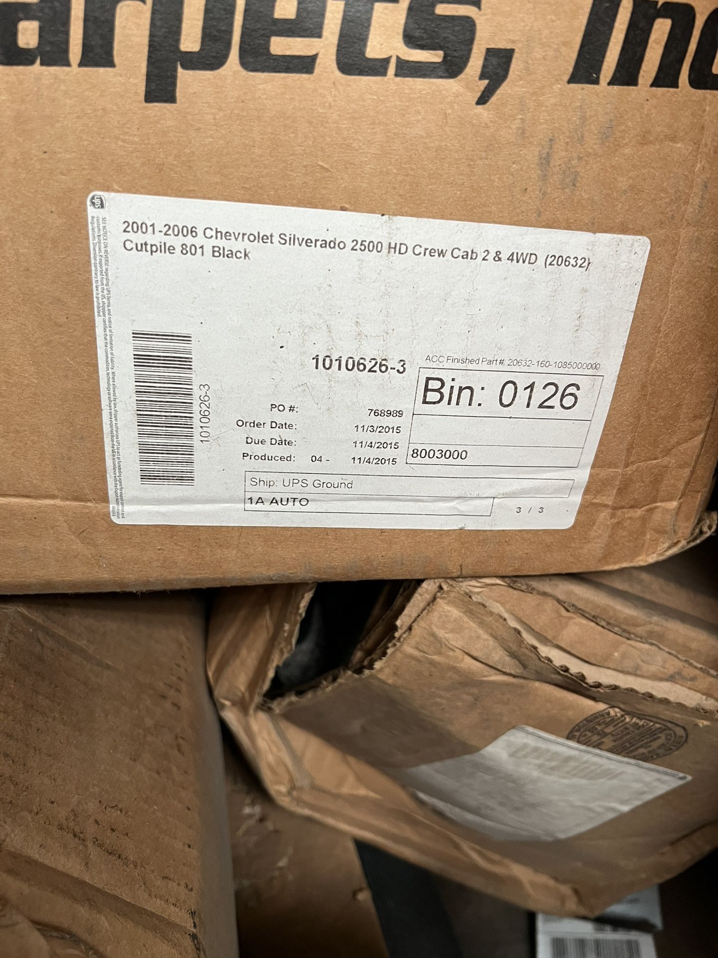01-06 Chevy Silverado Black Carpet (new)