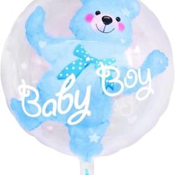 1 globo de 24 pulgadas, globo de papel de aluminio transparente con doble oso de burbujas, globos creativos de burbujas para niños, suministros de fie