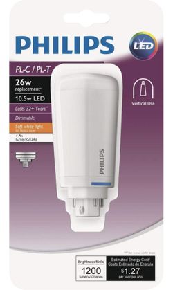 Philips 26-Watt Equivalent PL-C/T 4 Pin Dimmable Linear LED Light Bulb Soft White (2-Pack)
